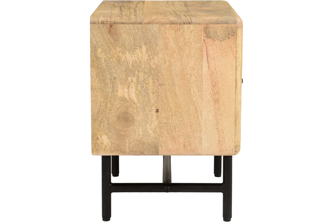Cheap Miliboo Mesilla de noche con almacenaje de madera maciza de mango y metal negro 40 cm MORISSON