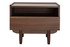 Clearance Miliboo Mesilla de noche con cajón de madera oscura SANAA