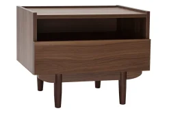 Clearance Miliboo Mesilla de noche con cajón de madera oscura SANAA