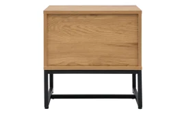 Clearance Miliboo Mesilla de noche con espacio de almacenaje y 2 cajones acabado roble claro y metal negro 50 cm LOVATO