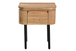 Fashion Miliboo Mesilla de noche de madera maciza y metal negro con cajón 45 cm NAPOLI