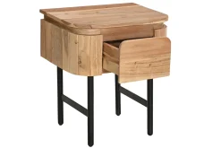 Fashion Miliboo Mesilla de noche de madera maciza y metal negro con cajón 45 cm NAPOLI