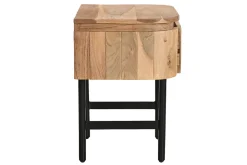 Fashion Miliboo Mesilla de noche de madera maciza y metal negro con cajón 45 cm NAPOLI