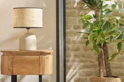 Fashion Miliboo Mesilla de noche de madera maciza y metal negro con cajón 45 cm NAPOLI
