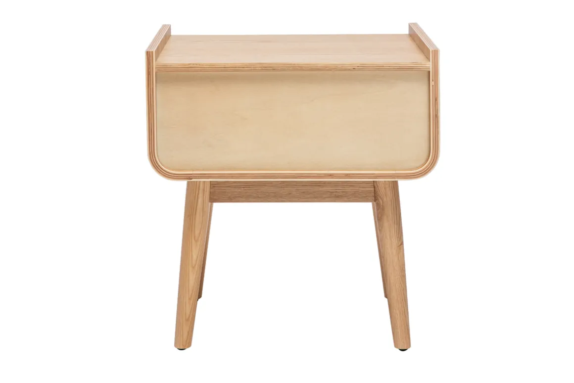 Best Sale Miliboo Mesilla de noche de madera maciza clara y ratán con cajón 50 cm ATHÈNE