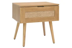 Cheap Miliboo Mesilla de noche de madera clara, mimbre y metal negro 50 cm MANILLE