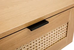 Cheap Miliboo Mesilla de noche de madera clara, mimbre y metal negro 50 cm MANILLE