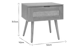 Cheap Miliboo Mesilla de noche de madera clara, mimbre y metal negro 50 cm MANILLE