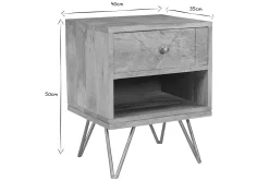 Store Miliboo Mesilla de noche de madera de mango macizo tallada y metal dorado LINIUM