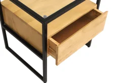 Shop Miliboo Mesilla de noche de madera maciza de mango, cristal y metal negro con cajón 50 cm DIYA