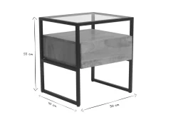 Shop Miliboo Mesilla de noche de madera maciza de mango, cristal y metal negro con cajón 50 cm DIYA