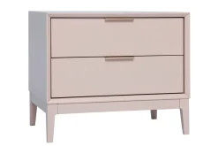 Flash Sale Miliboo Mesilla de noche de metal rosa palo y dorado con estantes 60 cm GIANA