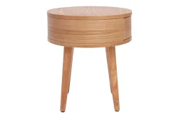 Fashion Miliboo Mesilla de noche redonda de madera clara con cajón 45 cm JUDITH