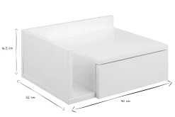 Fashion Miliboo Mesilla de pared blanca con cajón 40 cm NASTY