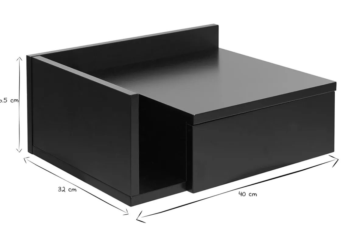 Cheap Miliboo Mesilla de pared negra con cajón 40 cm NASTY
