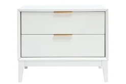 Shop Miliboo Mesita de noche blanca mate y metal dorado con almacenamiento L60 cm GIANA