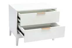 Shop Miliboo Mesita de noche blanca mate y metal dorado con almacenamiento L60 cm GIANA