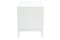 Shop Miliboo Mesita de noche blanca mate y metal dorado con almacenamiento L60 cm GIANA