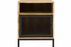 Best Miliboo Mesita de noche en madera de mango y metal perforado RACK