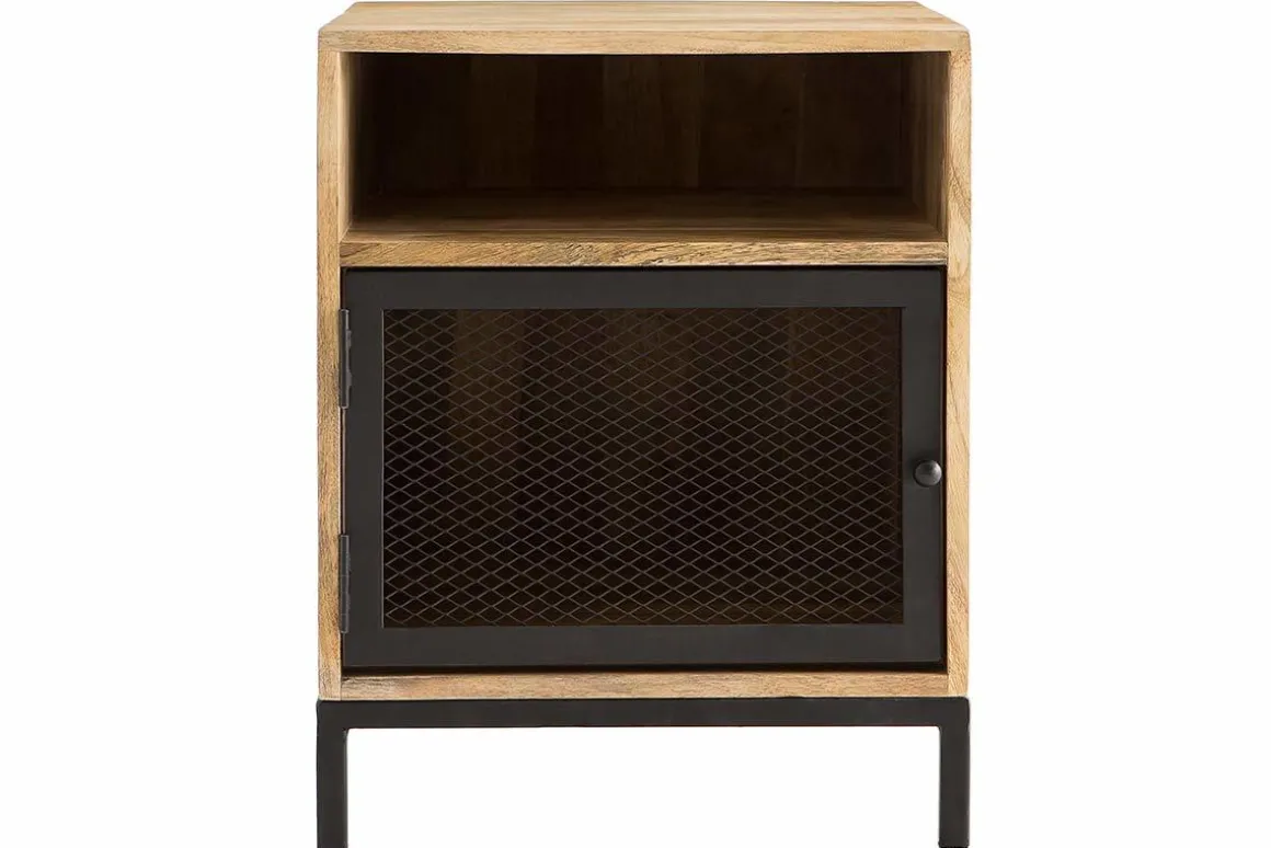 Best Miliboo Mesita de noche en madera de mango y metal perforado RACK