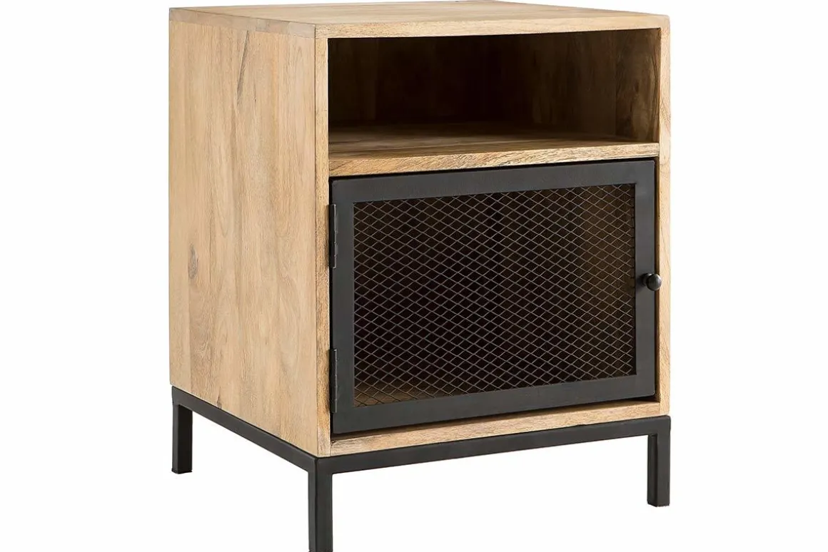Best Miliboo Mesita de noche en madera de mango y metal perforado RACK