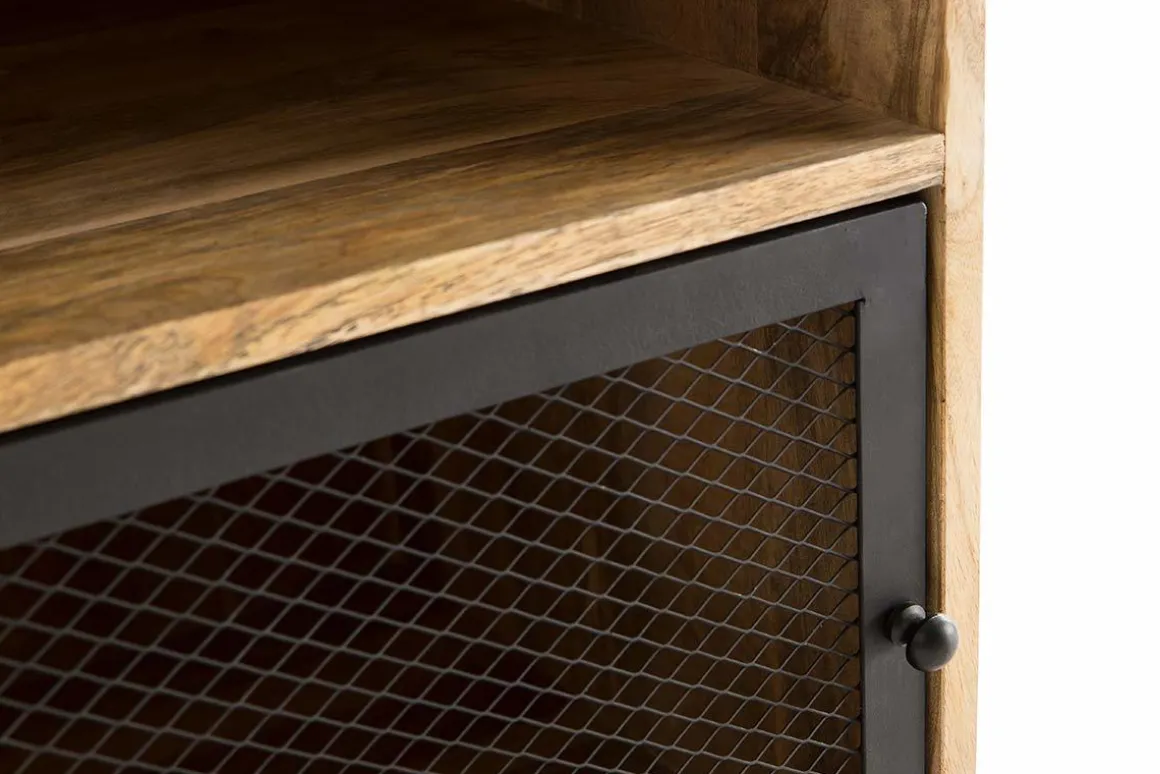 Best Miliboo Mesita de noche en madera de mango y metal perforado RACK