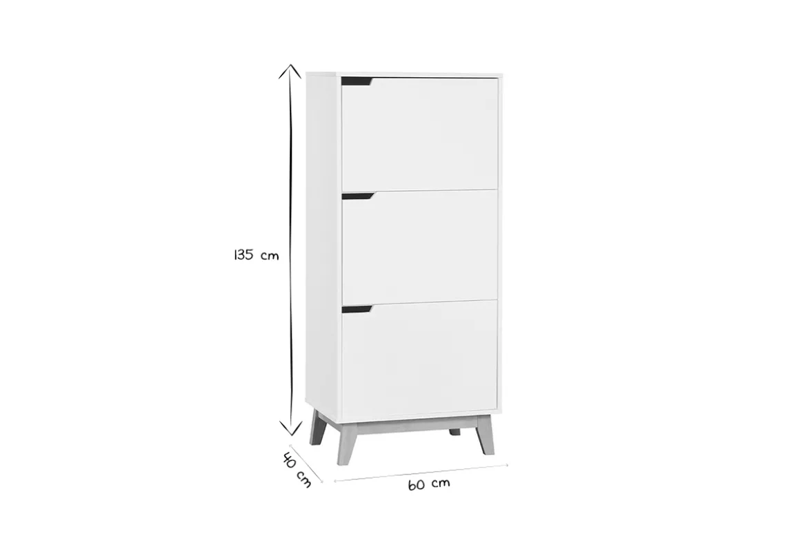 Best Sale Miliboo Mueble de almacenaje blanco 3 puertas LEENA