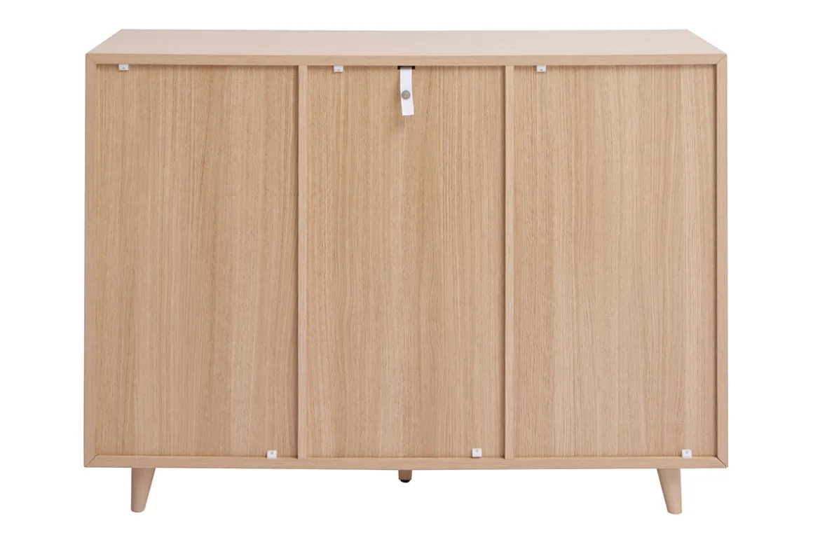 Sale Miliboo Mueble de almacenaje de entrada con acabado de roble claro y metal dorado 110 cm SILVESTRE