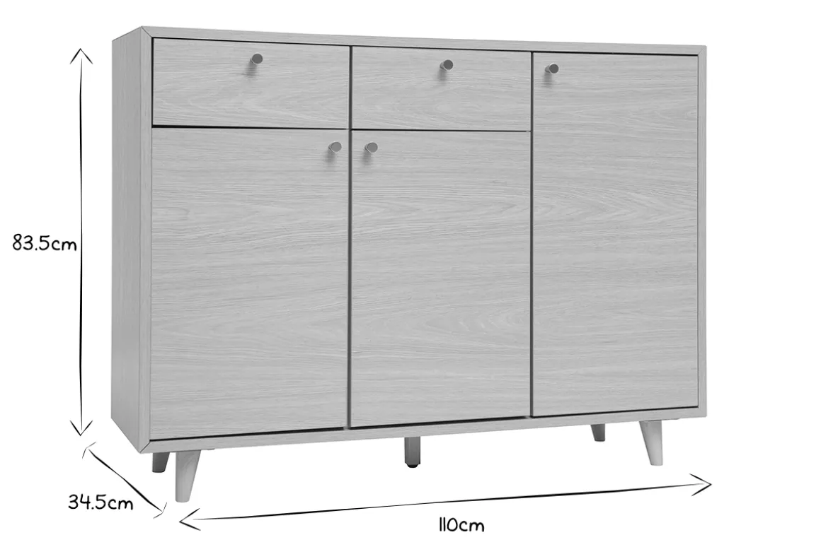 Sale Miliboo Mueble de almacenaje de entrada con acabado de roble claro y metal dorado 110 cm SILVESTRE