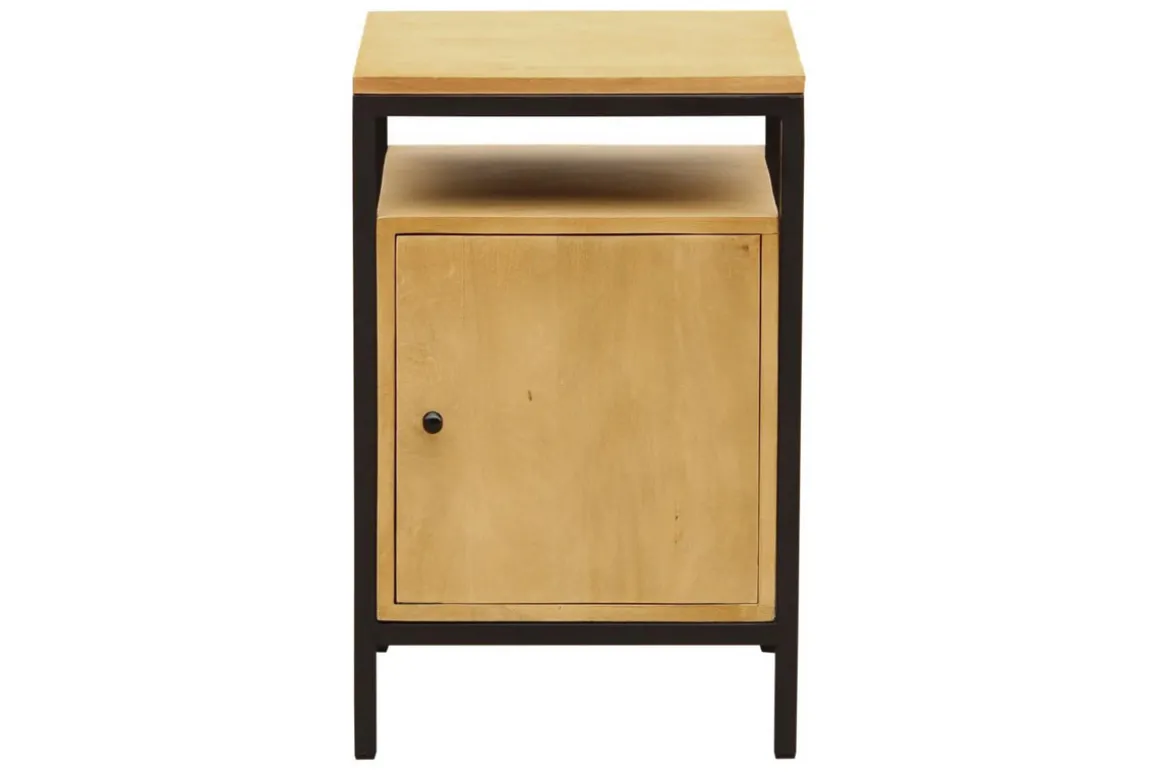 Clearance Miliboo Mueble de almacenaje para escritorio de madera de mango y metal negro OPIUM