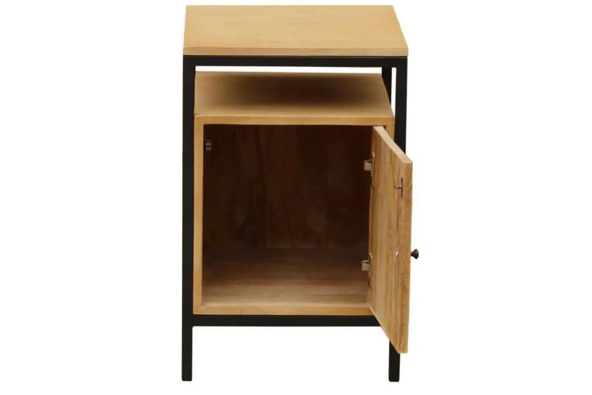 Clearance Miliboo Mueble de almacenaje para escritorio de madera de mango y metal negro OPIUM