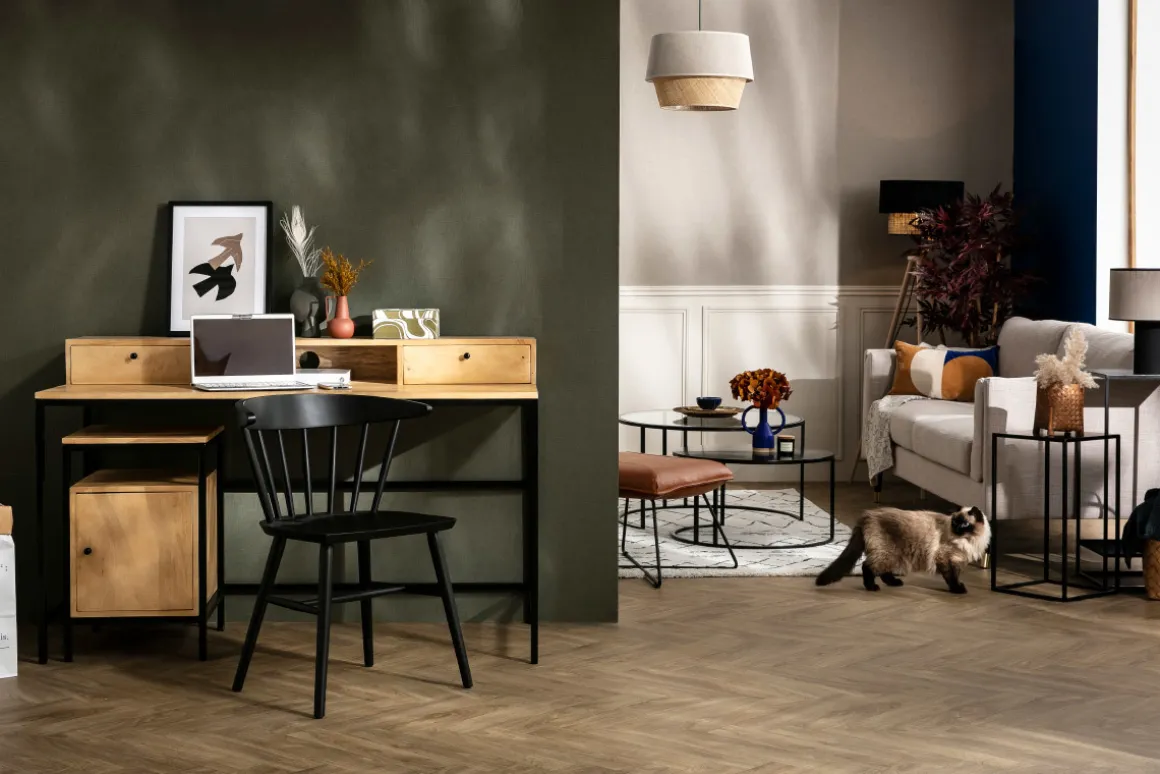 Clearance Miliboo Mueble de almacenaje para escritorio de madera de mango y metal negro OPIUM