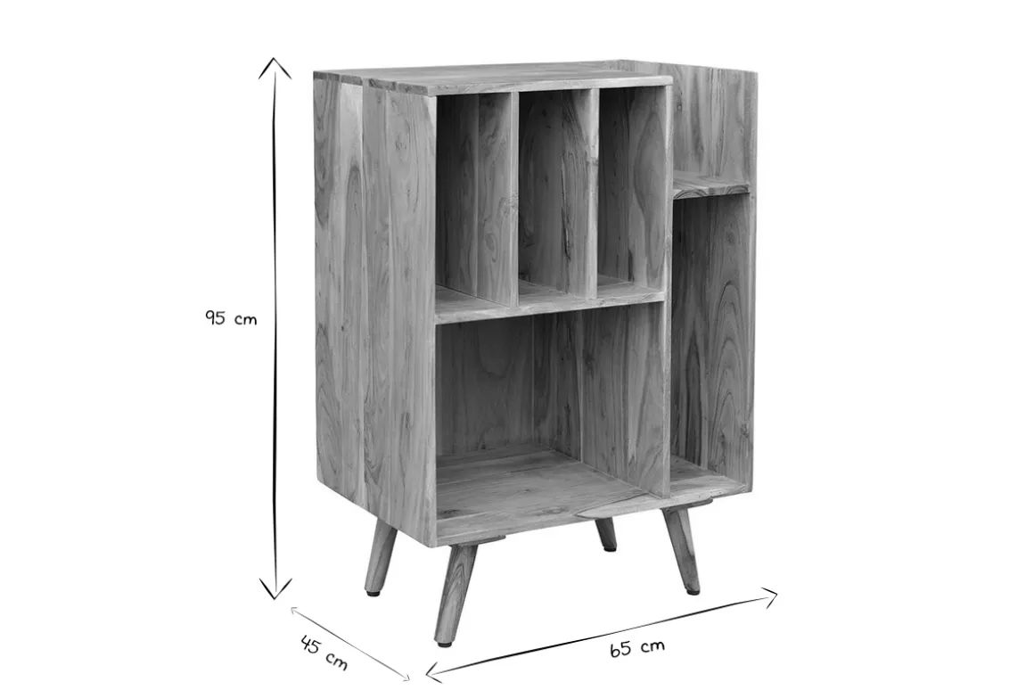 Best Sale Miliboo Mueble de almacenaje vinilos en acacia maciza VIRGILE