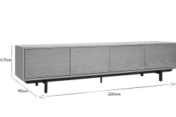 Cheap Miliboo Mueble de televisión acabado en madera de roble y metal negro L200 cm MANNY