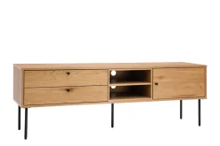 Clearance Miliboo Mueble TV acabado roble claro y patas de metal negro 160 cm PERNELLE
