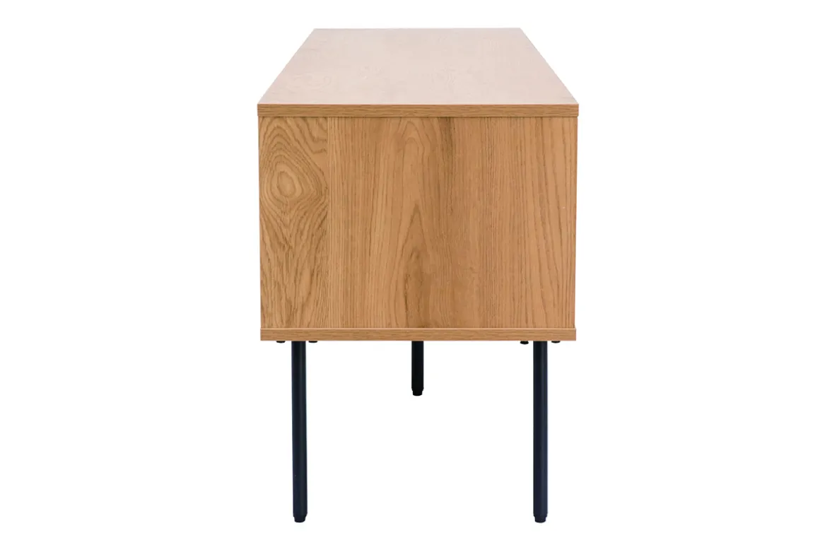Clearance Miliboo Mueble TV acabado roble claro y patas de metal negro 160 cm PERNELLE