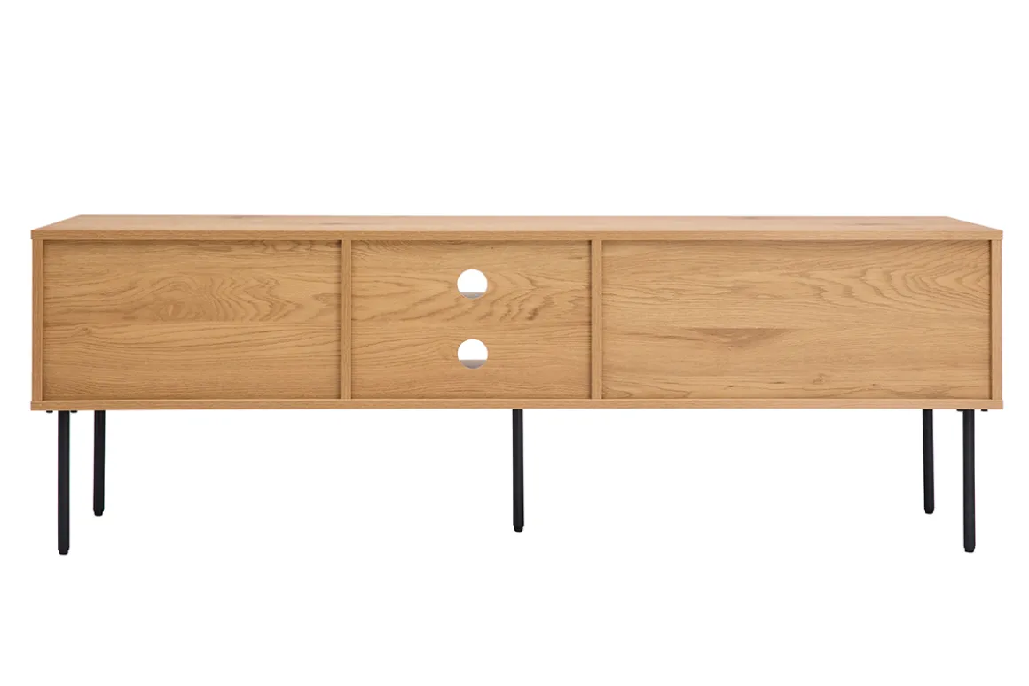 Clearance Miliboo Mueble TV acabado roble claro y patas de metal negro 160 cm PERNELLE