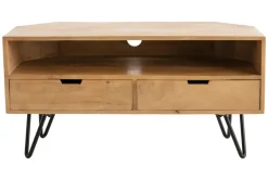 Shop Miliboo Mueble TV angular de madera de mango maciza y metal 100 cm VIBES