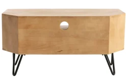 Shop Miliboo Mueble TV angular de madera de mango maciza y metal 100 cm VIBES