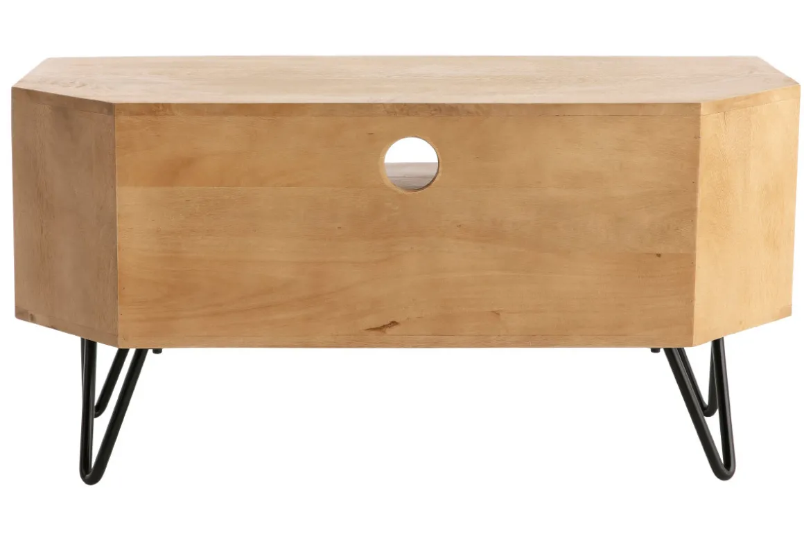 Shop Miliboo Mueble TV angular de madera de mango maciza y metal 100 cm VIBES