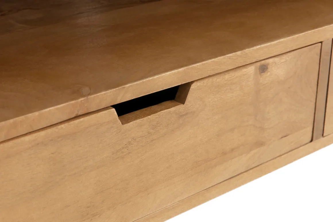 Shop Miliboo Mueble TV angular de madera de mango maciza y metal 100 cm VIBES