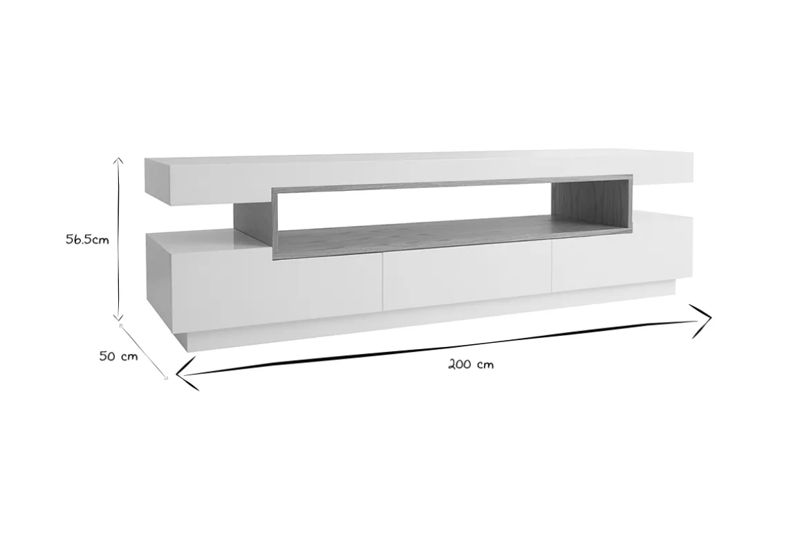 Clearance Miliboo Mueble TV blanco y madera LIVO