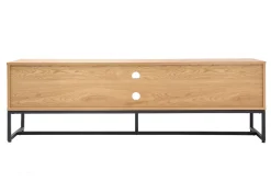 Store Miliboo Mueble TV con acabado de roble claro y metal negro 160 cm LOVATO