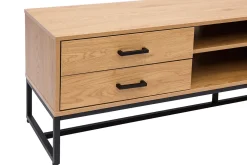 Store Miliboo Mueble TV con acabado de roble claro y metal negro 160 cm LOVATO