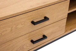 Store Miliboo Mueble TV con acabado de roble claro y metal negro 160 cm LOVATO