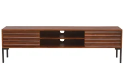 New Miliboo Mueble TV de 2 puertas de madera oscura maciza de mango y metal negro 160 cm ONDA