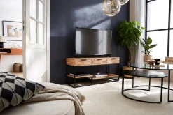 Hot Miliboo Mueble TV de acacia maciza y metal 115 cm WARREN