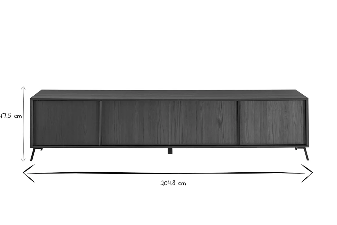 Discount Miliboo Mueble TV de diseño con acabado negro mate 205 cm NEMA