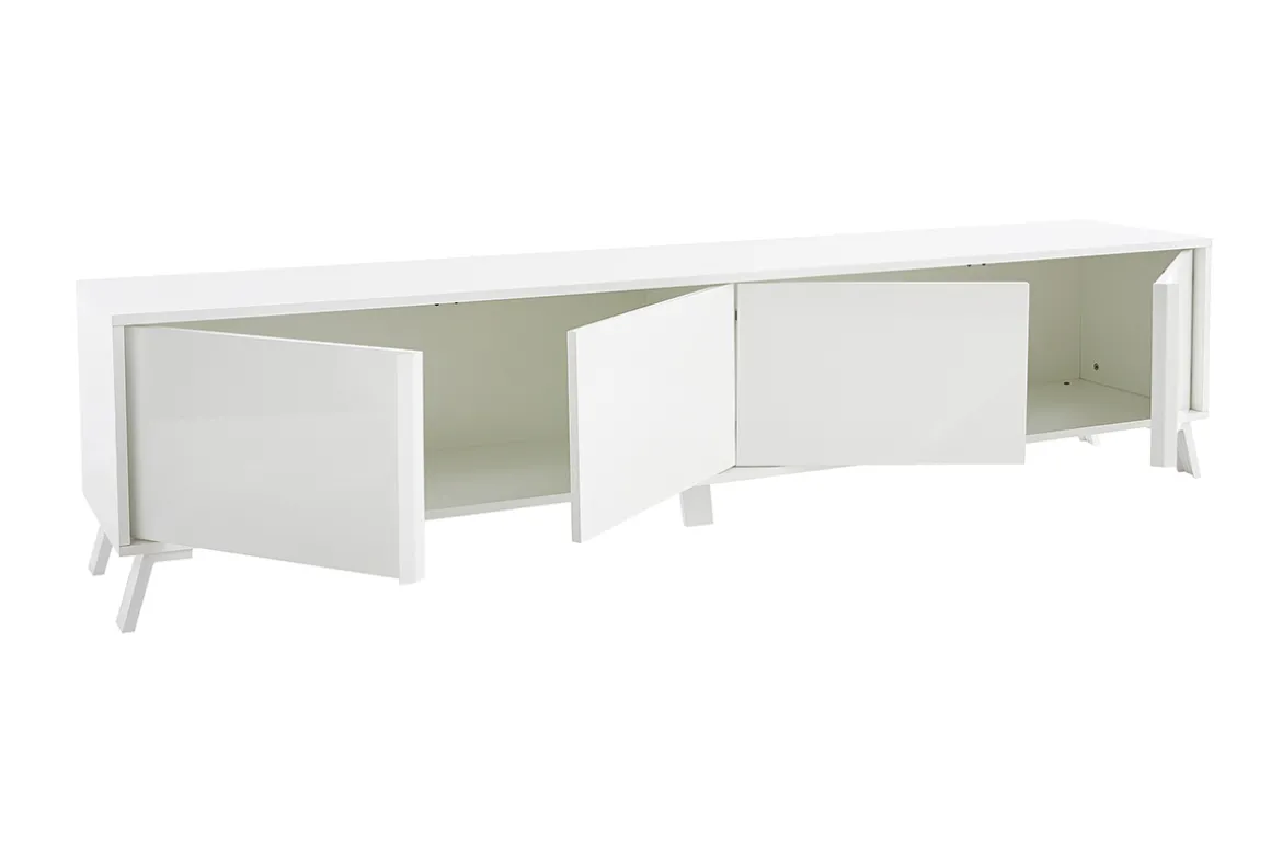 Hot Miliboo Mueble TV de diseño con acabado blanco brillante 205 cm NEMA