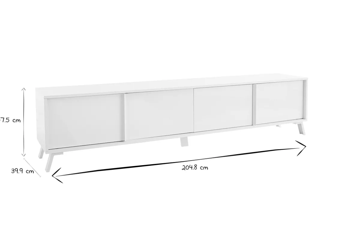 Hot Miliboo Mueble TV de diseño con acabado blanco brillante 205 cm NEMA